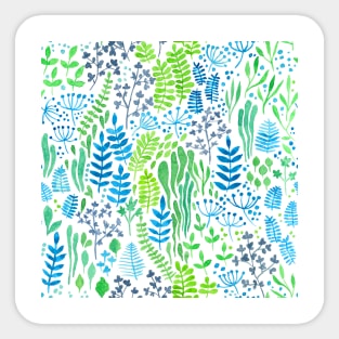 Watercolor floral doodles white Sticker